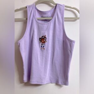 Nickelodeon Tank Top XL Rugrats Purple Ribbed Cropped Grunge Cami Juniors Y2K